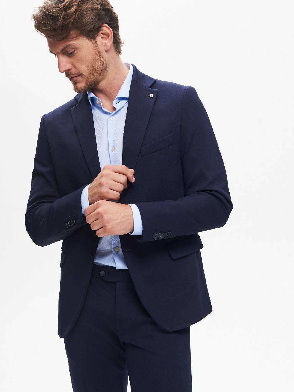 Rinascimento Giacca Due Bottoni Uomo Punto Milano Blu QB24