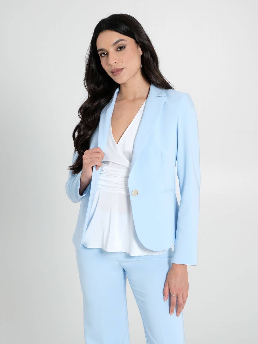 Rinascimento Giacca in Tessuto Tecnico Azzurro Donna