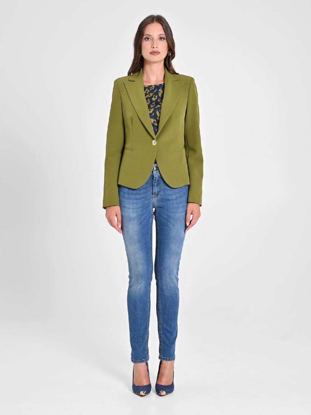 Rinascimento Giacca Monobottone In Tessuto Tecnico Verde Muschio