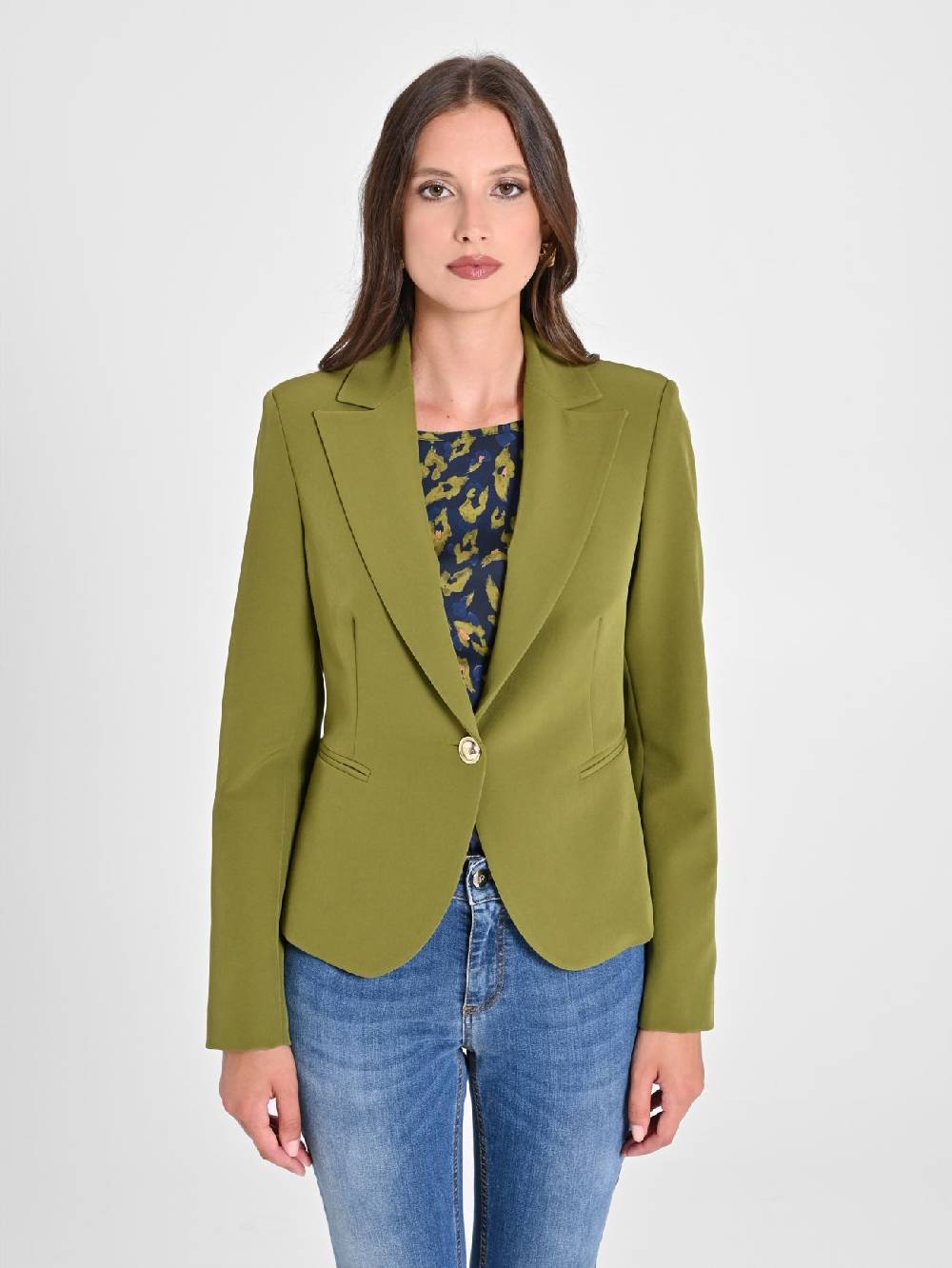 Rinascimento Giacca Monobottone In Tessuto Tecnico Verde Muschio