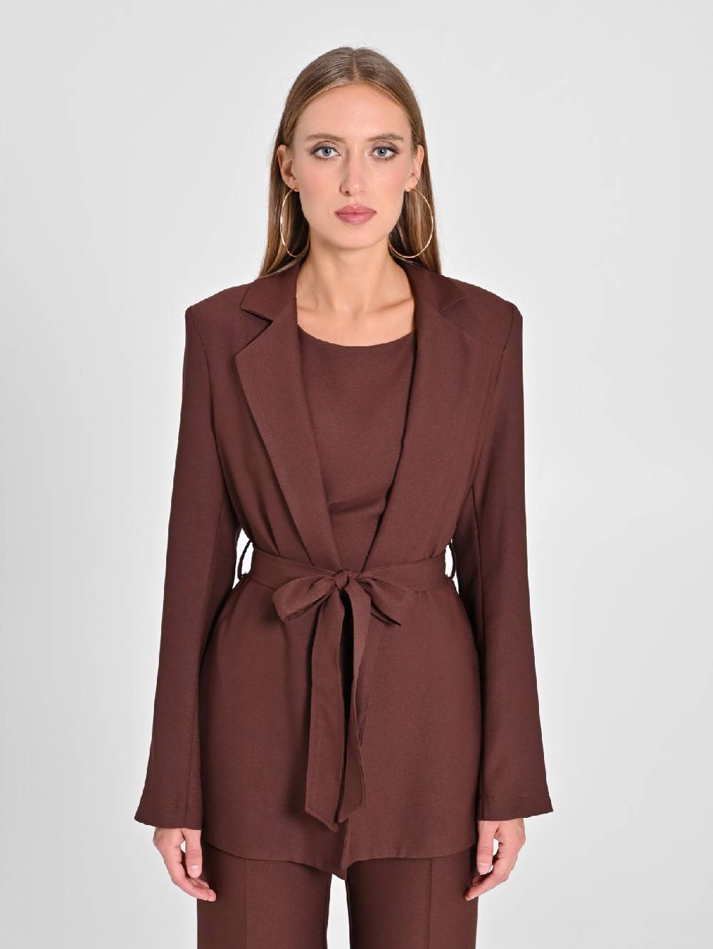 Rinascimento Giacca Vestaglia In Envers Satin Marrone