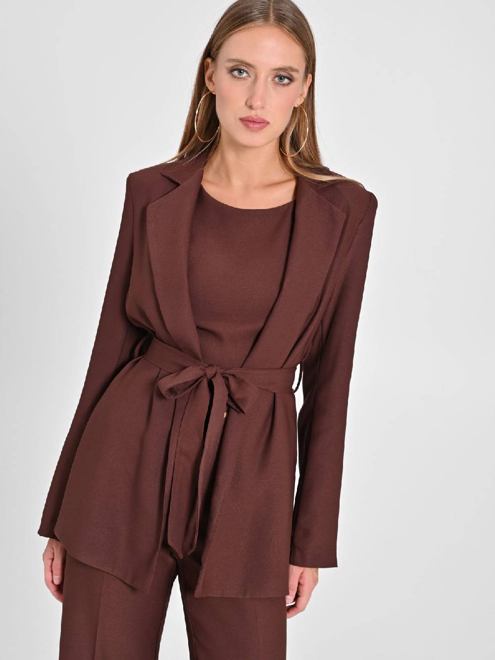 Rinascimento Giacca Vestaglia in Envers Satin Marrone