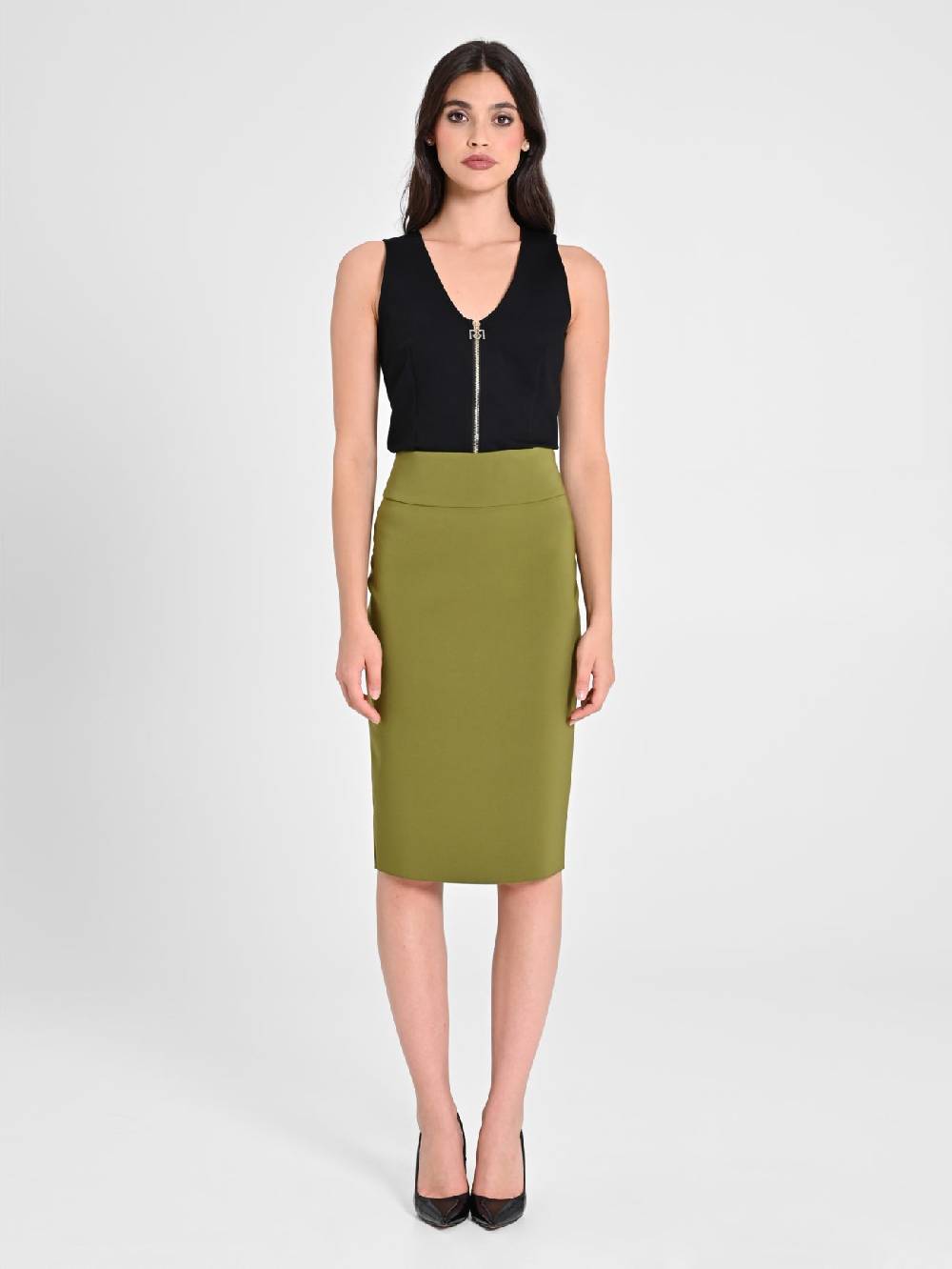 Rinascimento Gonna In Tessuto Tecnico Verde Muschio