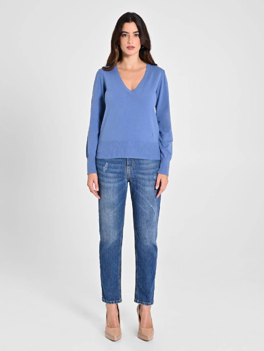 Rinascimento Maglia Con Scollo A "V" Blu Avio Ecotec®