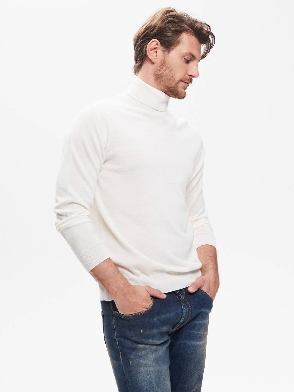 Rinascimento Maglia Dolcevita Uomo Basic Avorio QB24