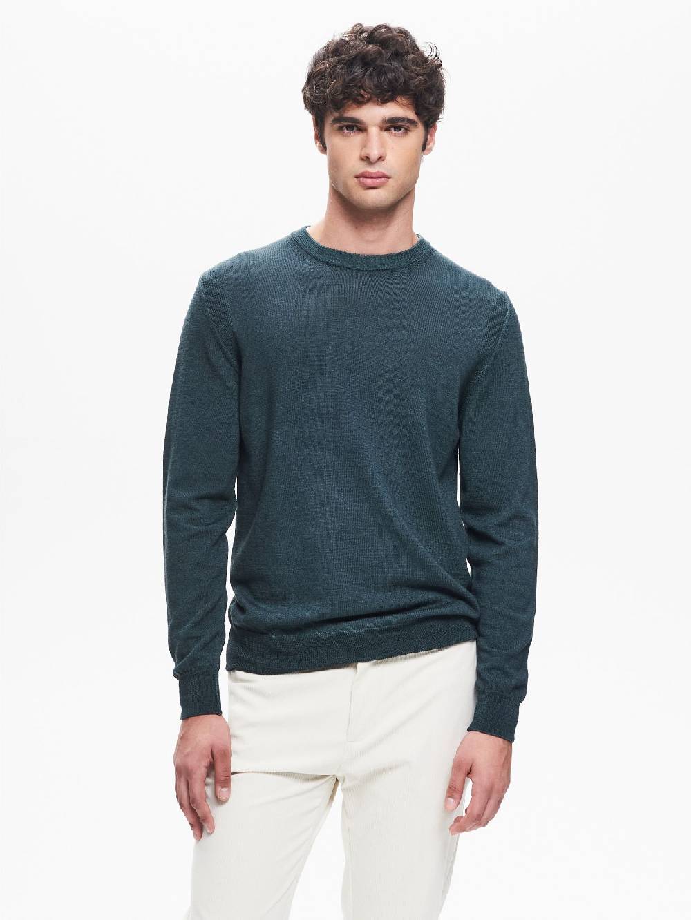 Rinascimento Maglia Girocollo Uomo Costine Nel Giromanica QB24