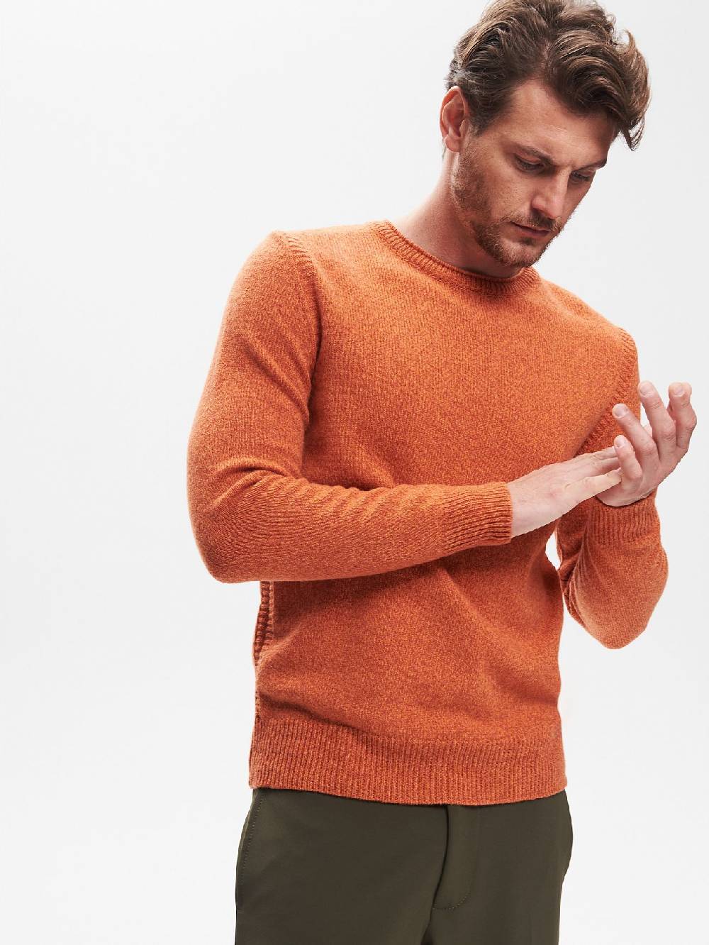 Rinascimento Maglia Girocollo Uomo Moulinè ArancioneQB24