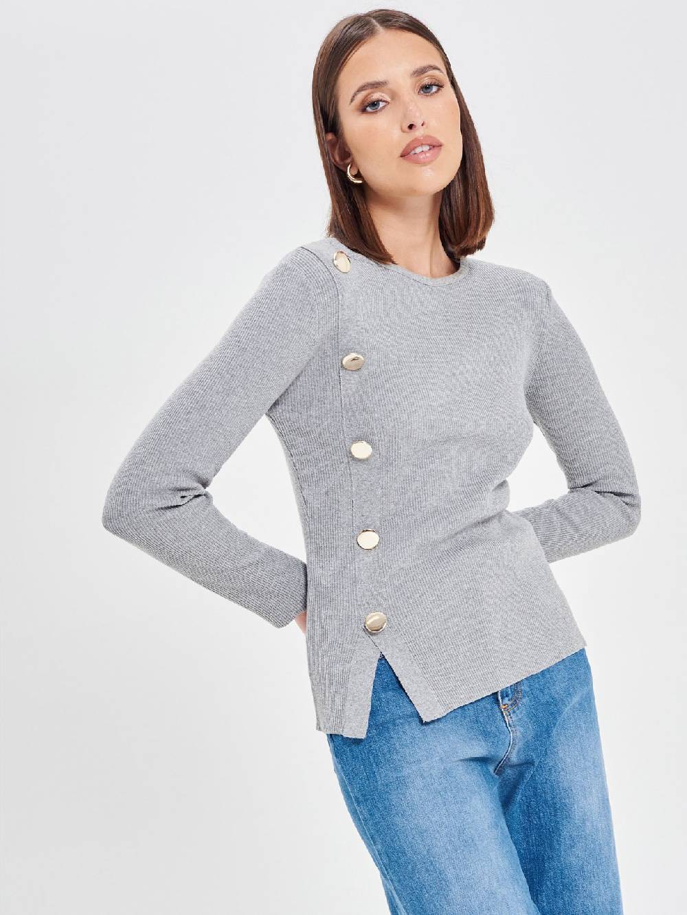 Rinascimento Maglioncino Grigio Chiaro Ecotec® con Bottoni