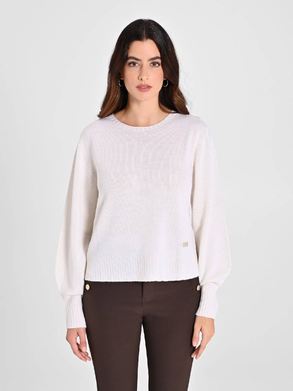 Rinascimento Maglioncino Lana Merino Extrafine Bianco