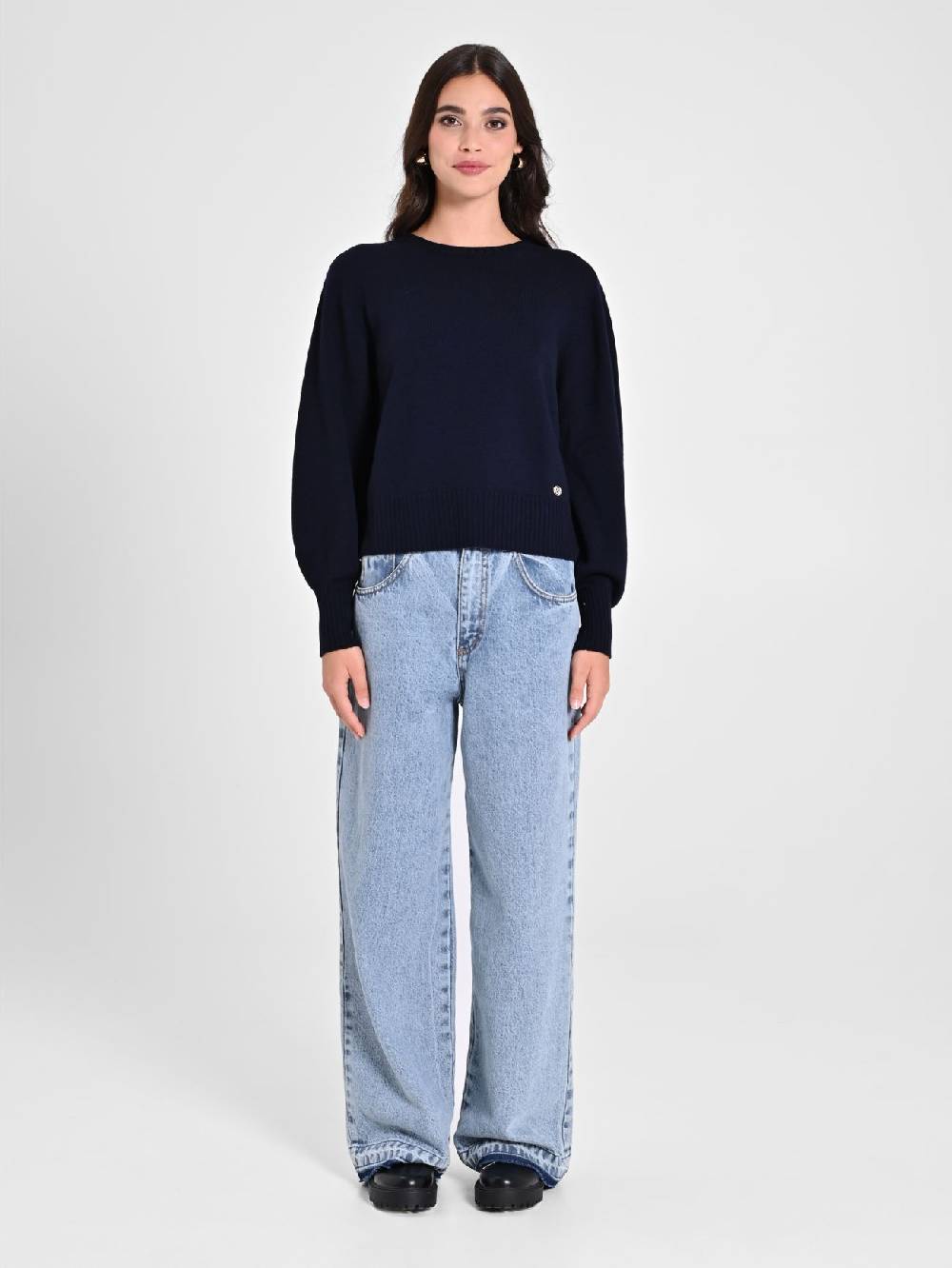 Rinascimento Maglioncino Lana Merino Extrafine Blu Donna