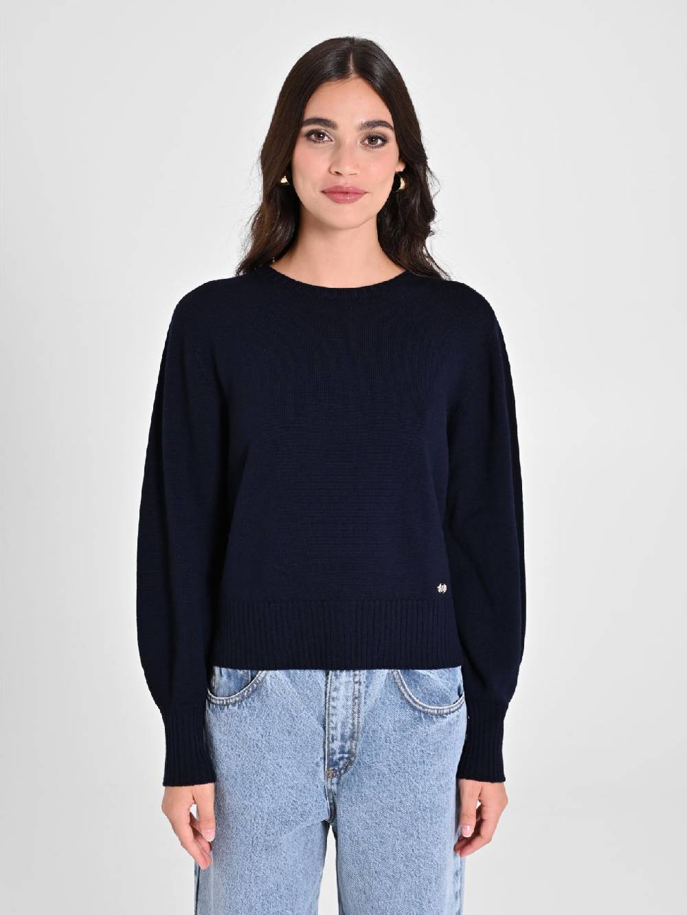 Rinascimento Maglioncino Lana Merino Extrafine Blu Donna