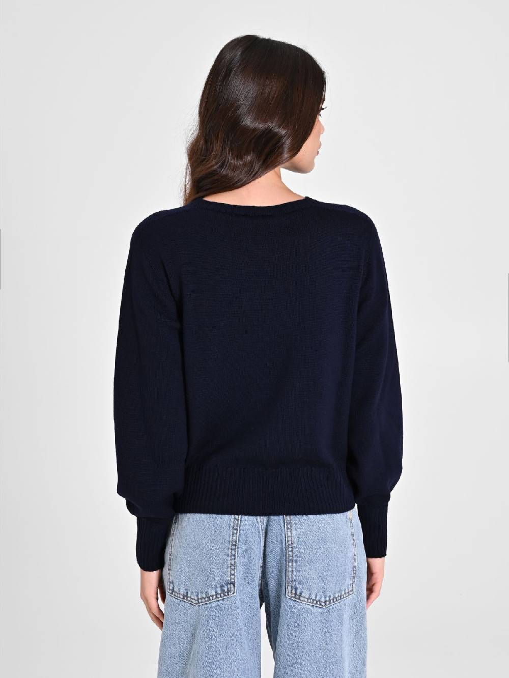 Rinascimento Maglioncino Lana Merino Extrafine Blu Donna