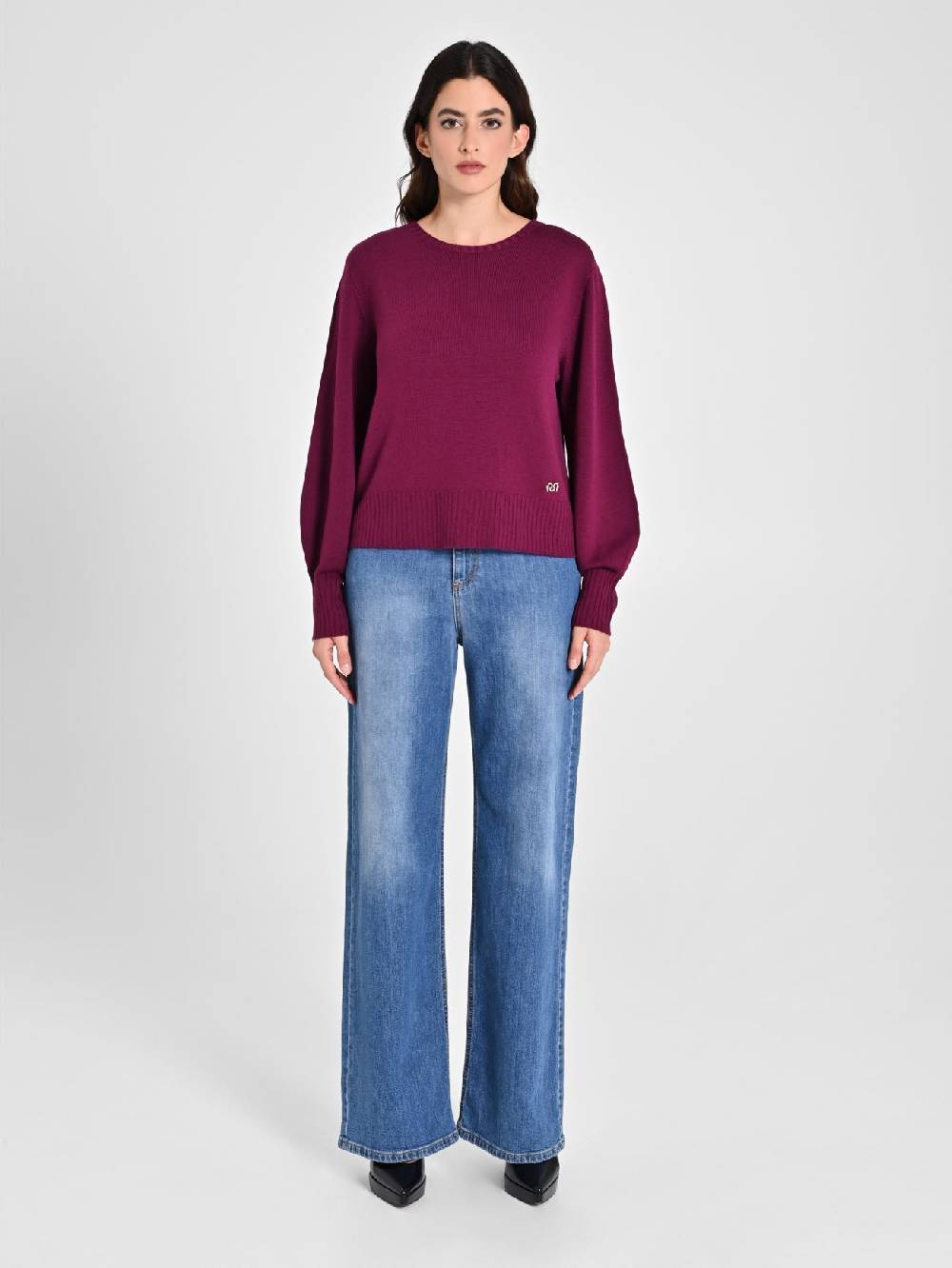 Rinascimento Maglioncino Lana Merino Extrafine Bordeaux