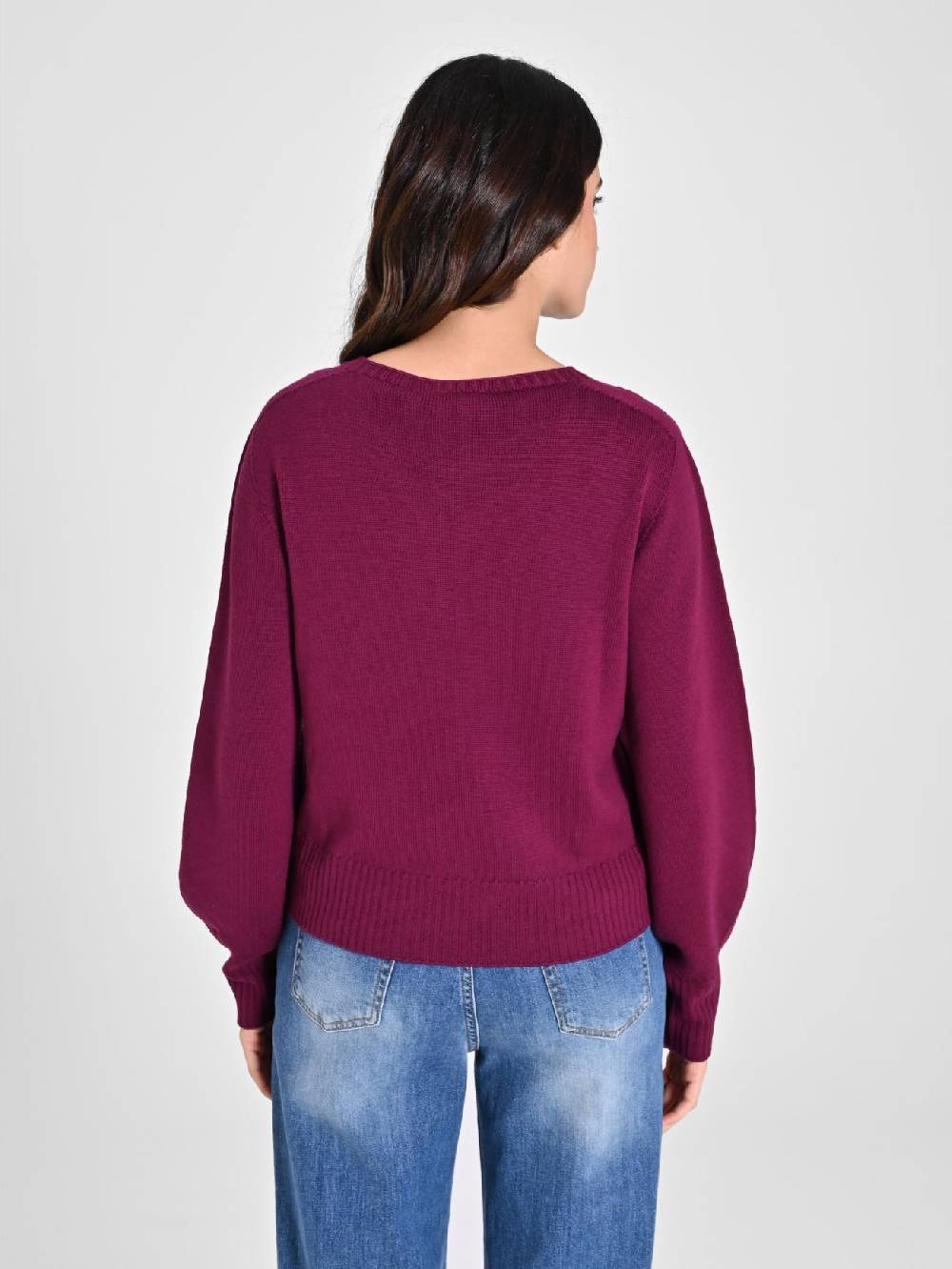 Rinascimento Maglioncino Lana Merino Extrafine Bordeaux