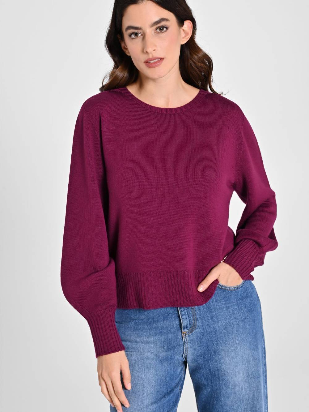 Rinascimento Maglioncino Lana Merino Extrafine Bordeaux