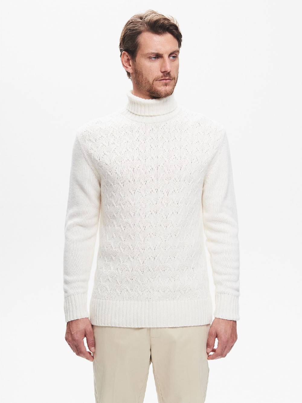 Rinascimento Maglione Dolcevita Uomo Con Lavorazione QB24