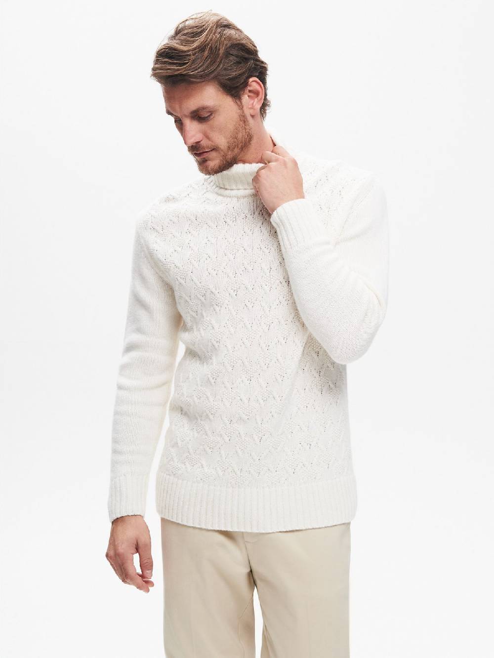Rinascimento Maglione Dolcevita Uomo con Lavorazione QB24