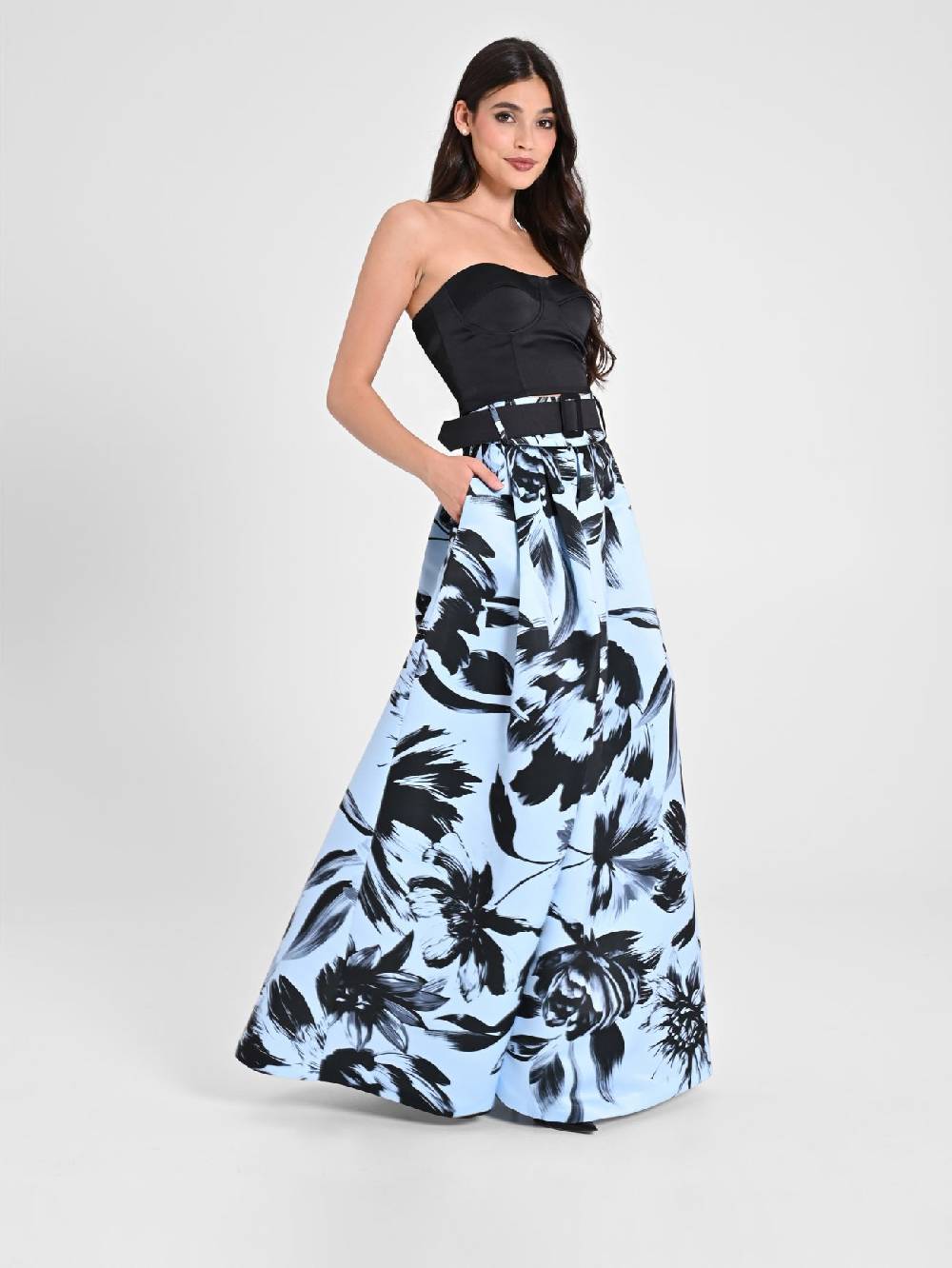 Rinascimento Maxi Gonna in Duchesse stampa Floreale