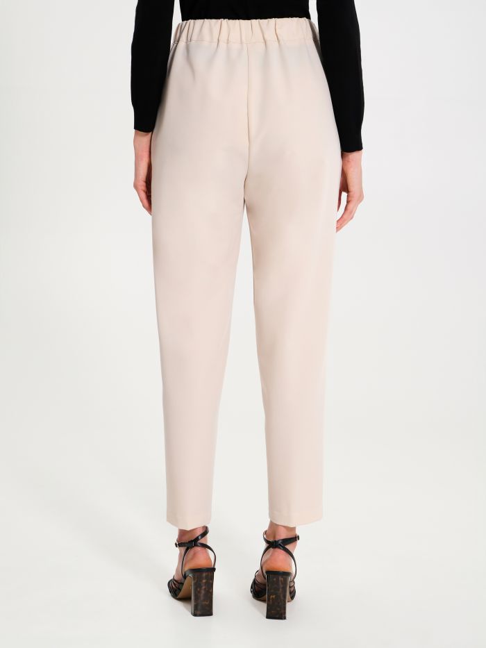 Rinascimento Pantaloni Carota Con Punto Smock Beige