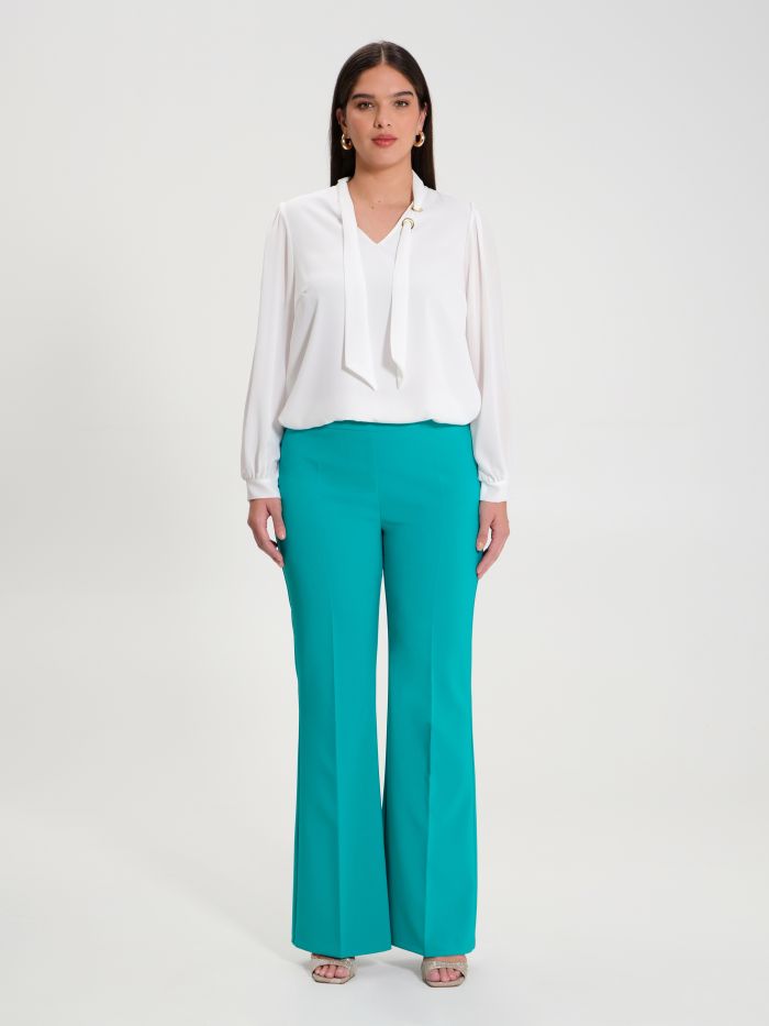 Rinascimento Pantaloni Curvy A Palazzo In Tessuto Tecnico