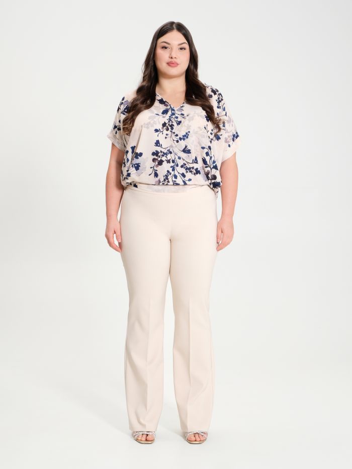 Rinascimento Pantaloni Curvy A Palazzo In Tessuto Tecnico