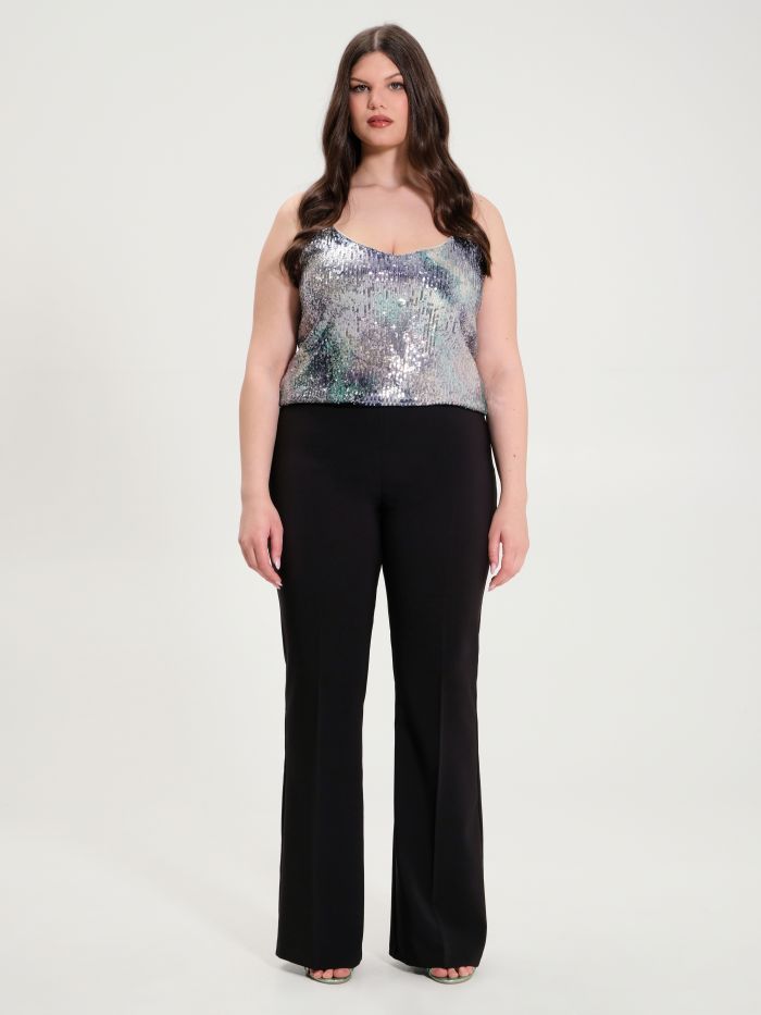 Rinascimento Pantaloni Curvy A Palazzo In Tessuto Tecnico