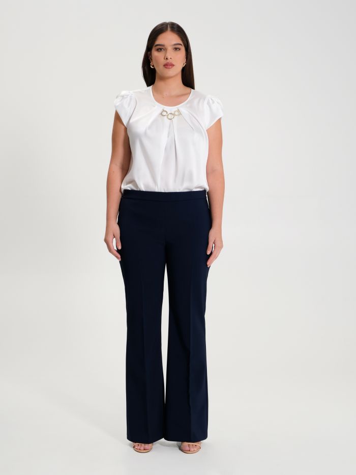 Rinascimento Pantaloni Curvy A Palazzo In Tessuto Tecnico