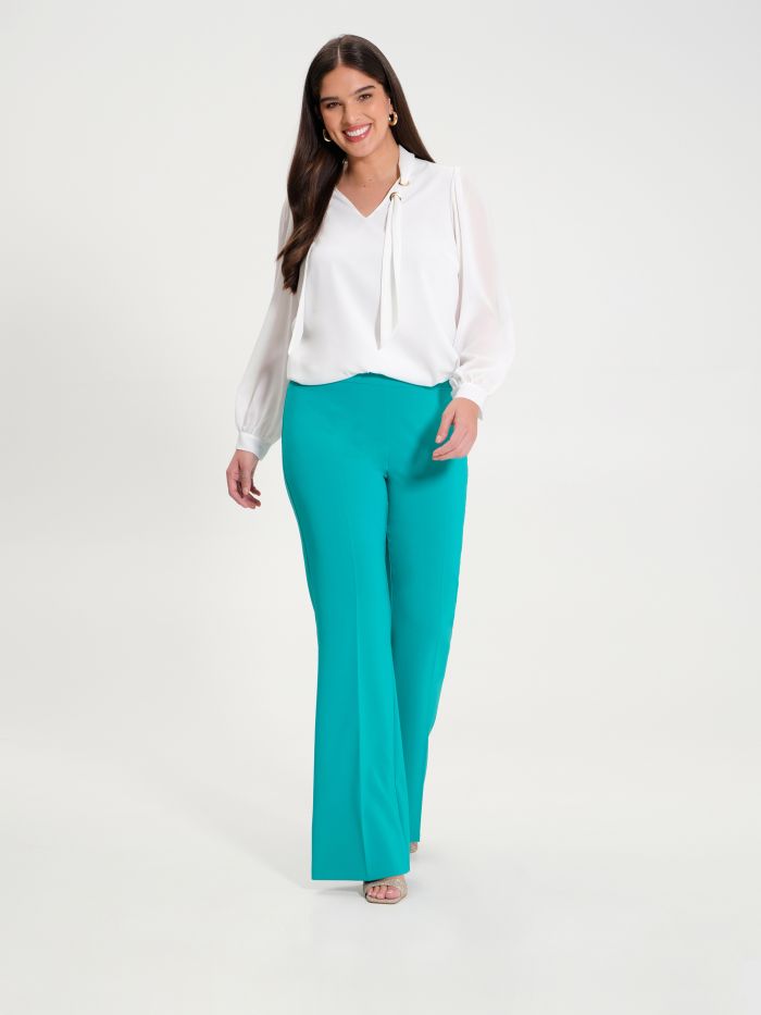 Rinascimento Pantaloni Curvy a Palazzo in Tessuto Tecnico