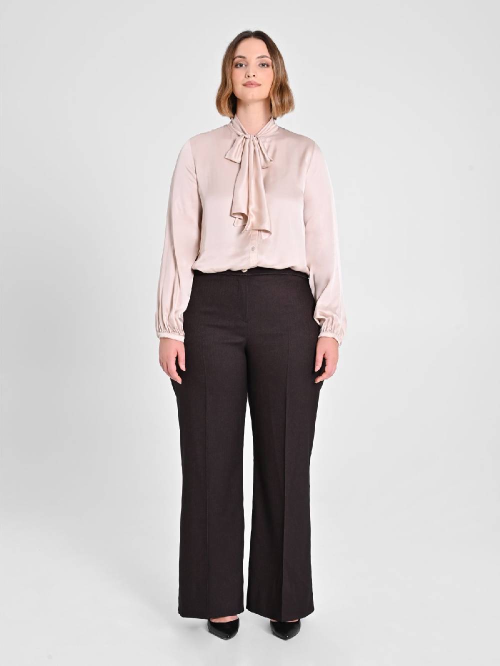 Rinascimento Pantaloni Curvy In Poliviscosa Marrone