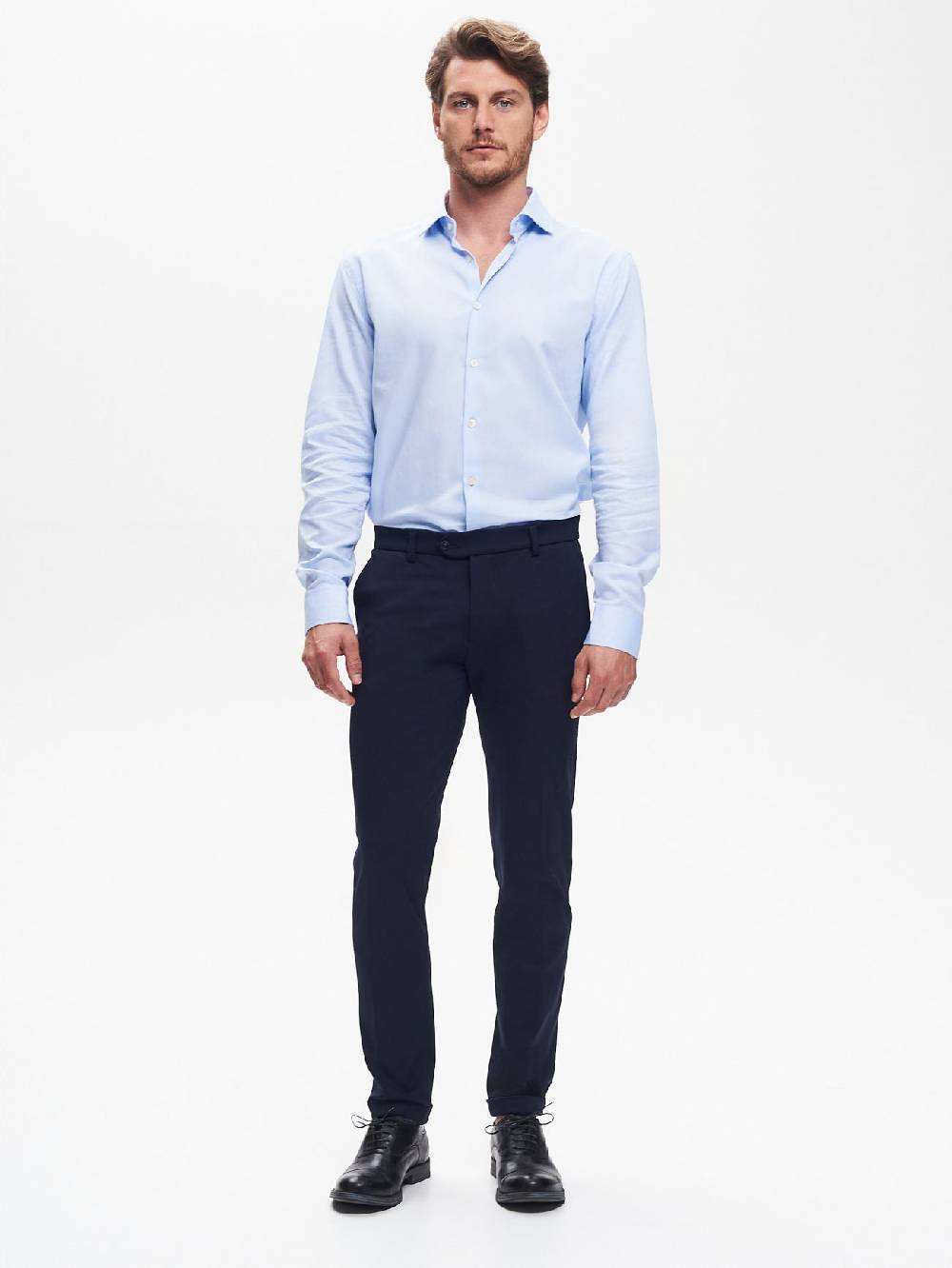 Rinascimento Pantaloni Da Abito Uomo Punto Milano Blu QB24