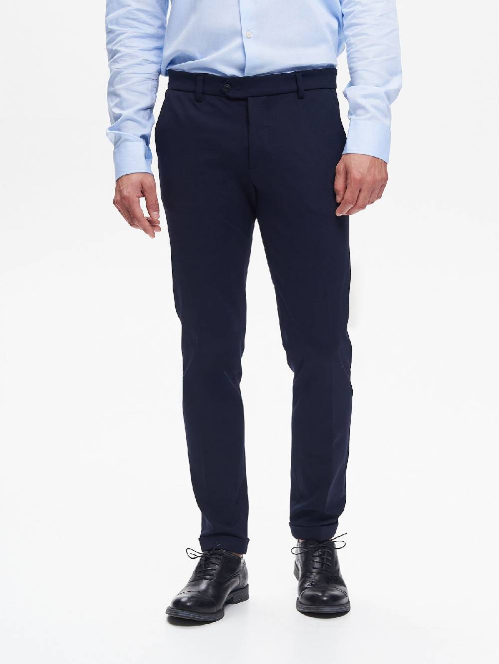 Rinascimento Pantaloni Da Abito Uomo Punto Milano Blu QB24