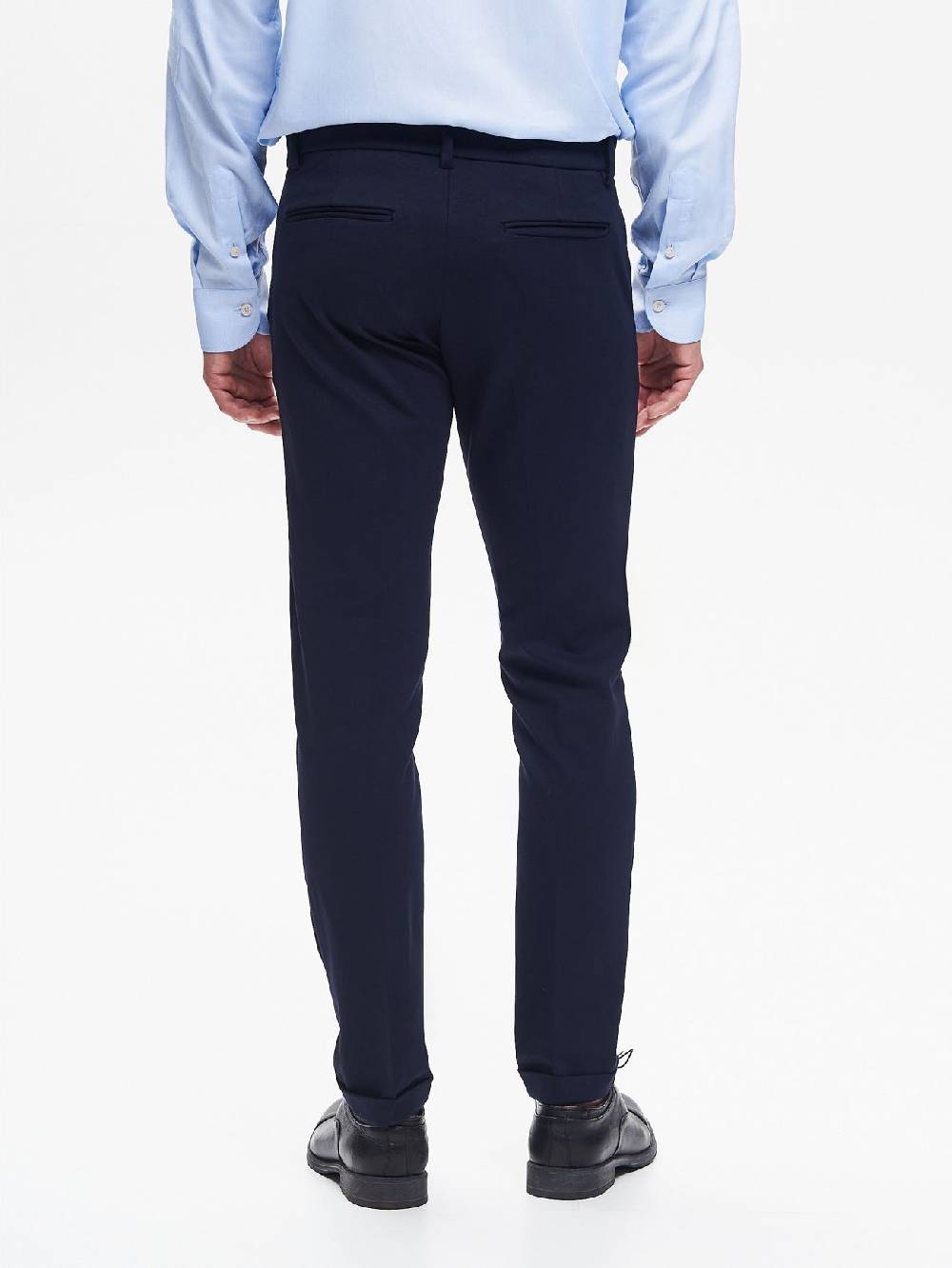 Rinascimento Pantaloni Da Abito Uomo Punto Milano Blu QB24