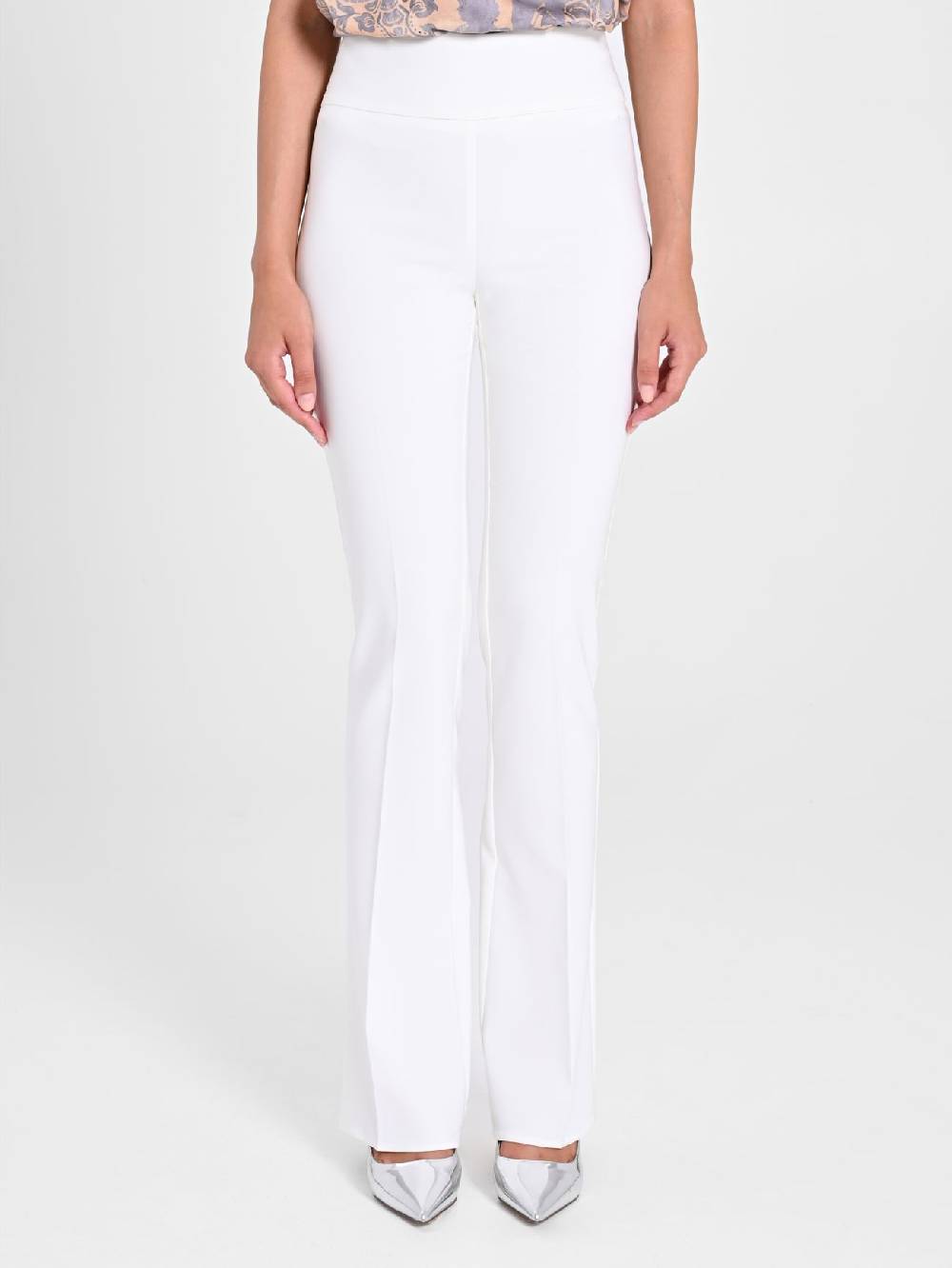 Rinascimento Pantaloni Flared In Tessuto Tecnico Bianco