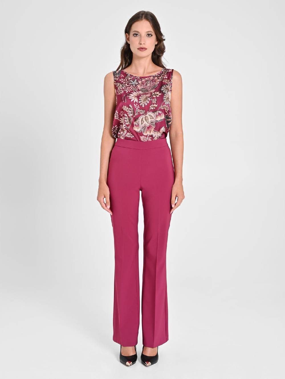 Rinascimento Pantaloni Flared In Tessuto Tecnico Bordeaux