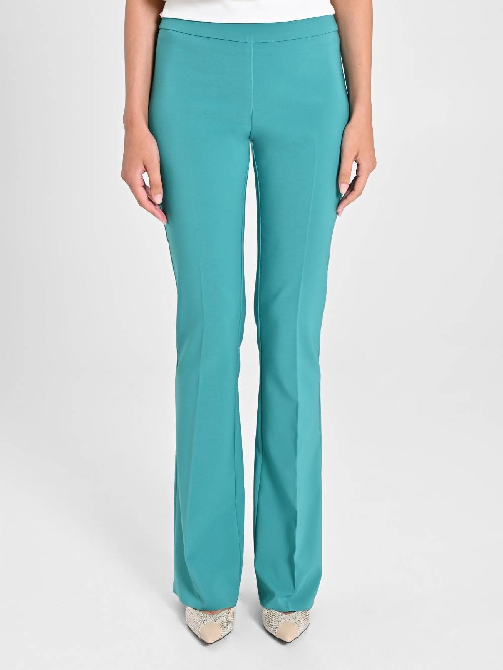 Rinascimento Pantaloni Flared In Tessuto Tecnico Verde Giada