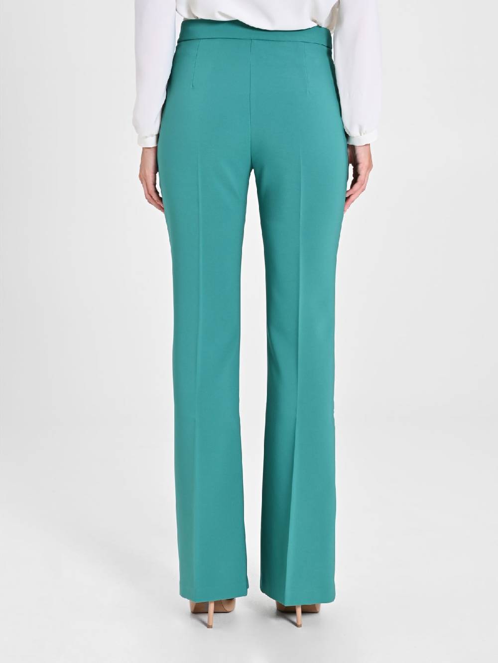 Rinascimento Pantaloni Flared In Tessuto Tecnico Verde Giada Donna