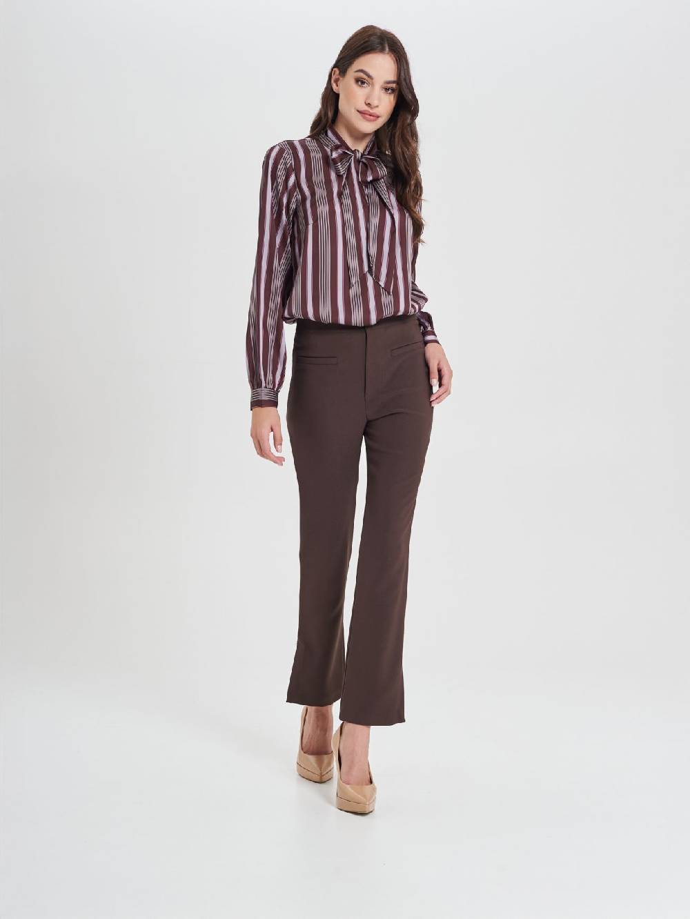 Rinascimento Pantaloni Marroni in Cadi Operato Donna