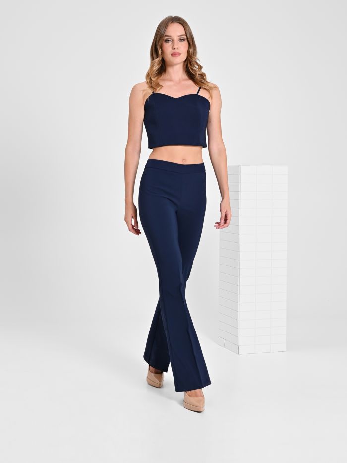 Rinascimento Pantaloni Mid Flared in Tessuto Tecnico