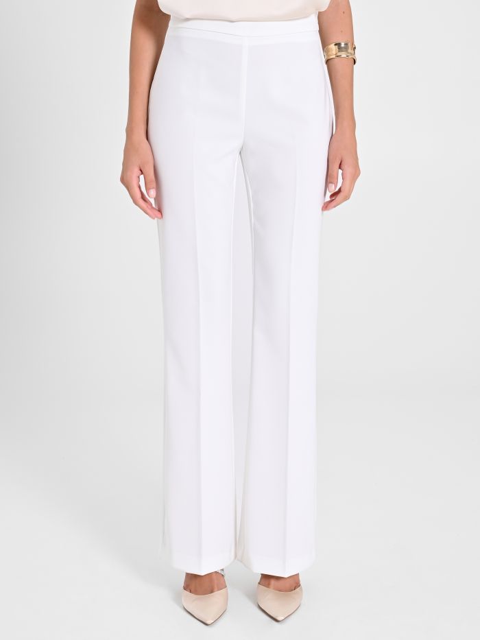 Rinascimento Pantaloni Mid Flared In Tessuto Tecnico Bianco