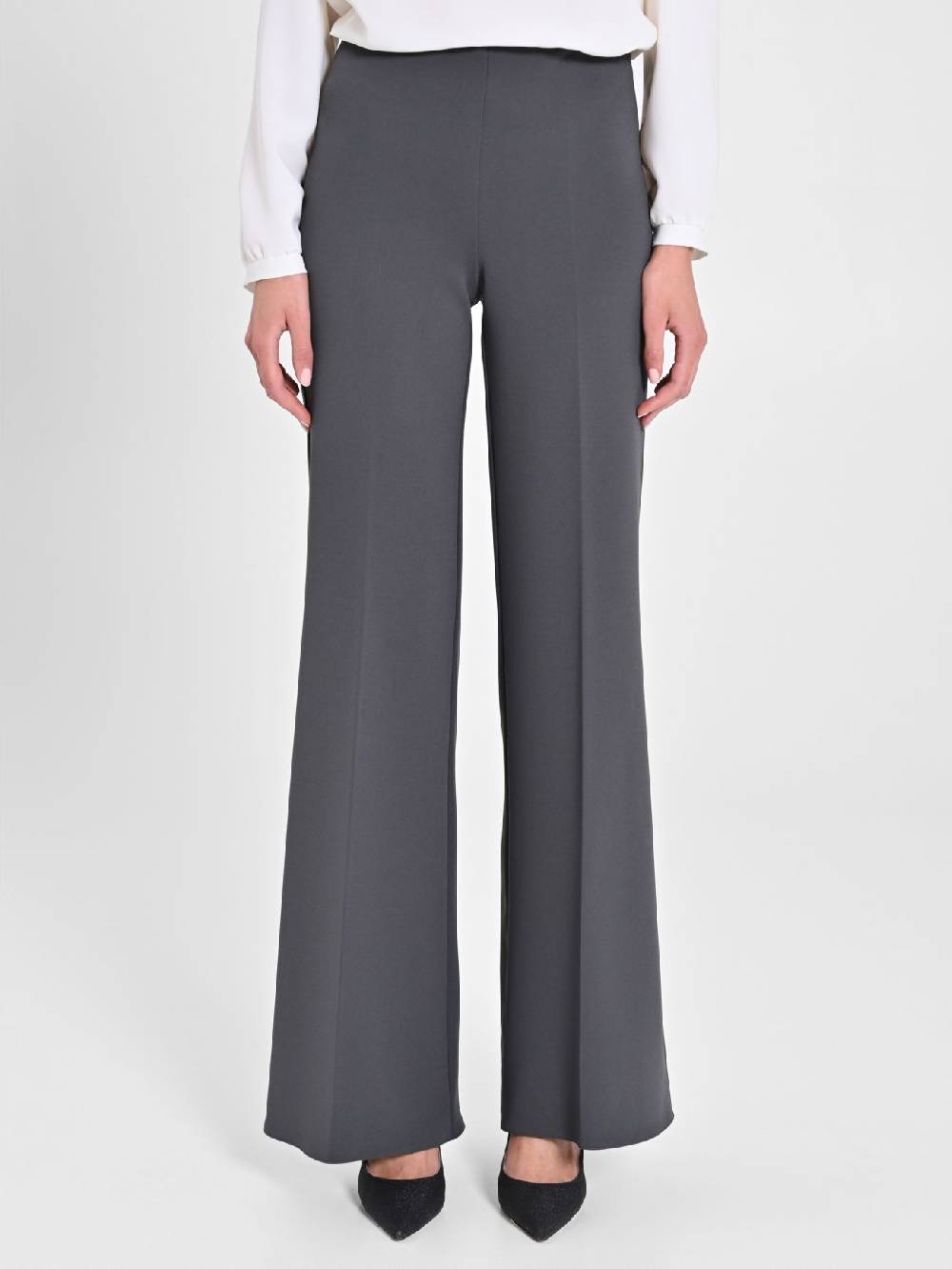 Rinascimento Pantaloni Palazzo In Scuba Mano Crepe Grigio