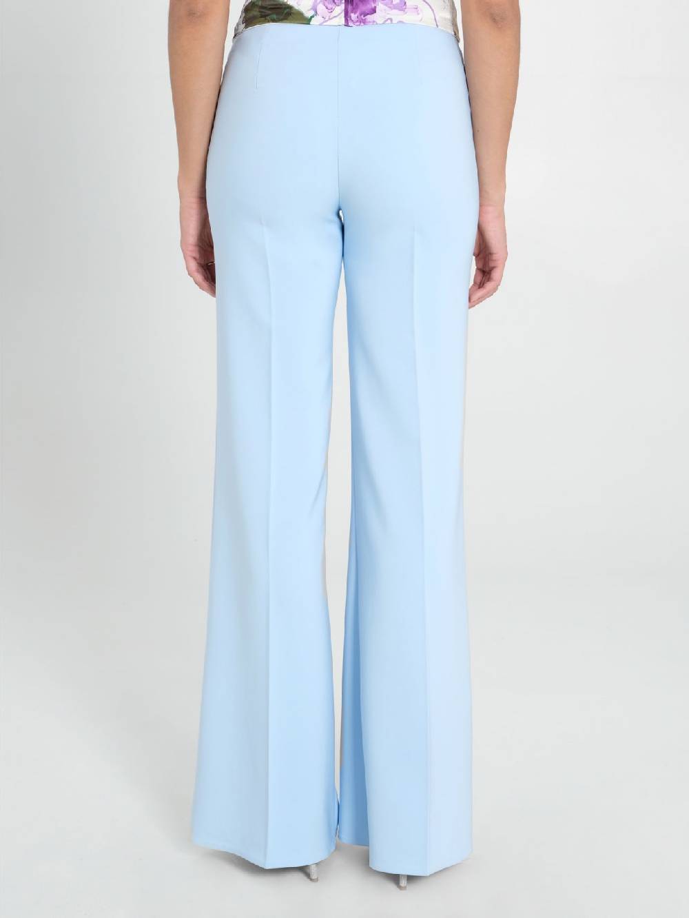 Rinascimento Pantaloni Palazzo In Tessuto Tecnico Azzurro Donna