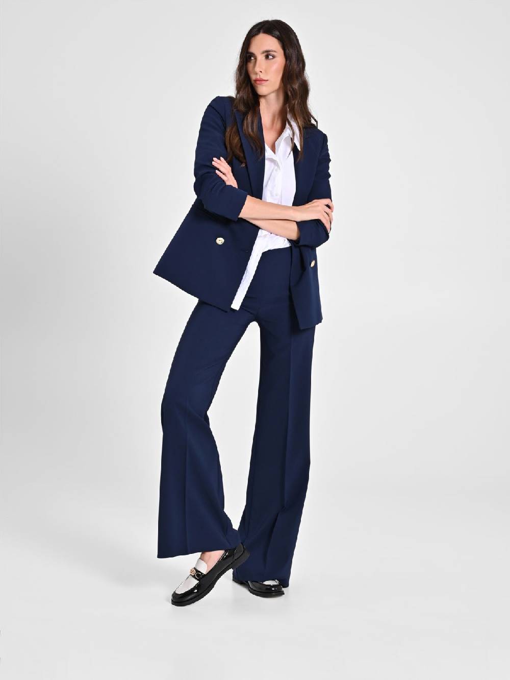 Rinascimento Pantaloni Palazzo in Tessuto Tecnico Blu