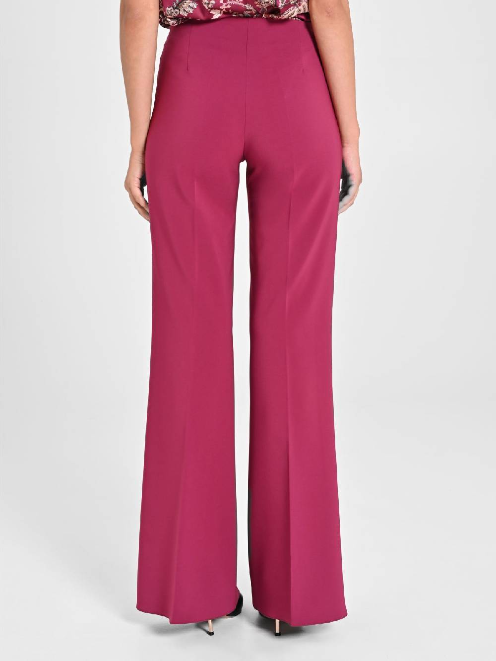 Rinascimento Pantaloni Palazzo In Tessuto Tecnico Bordeaux Donna