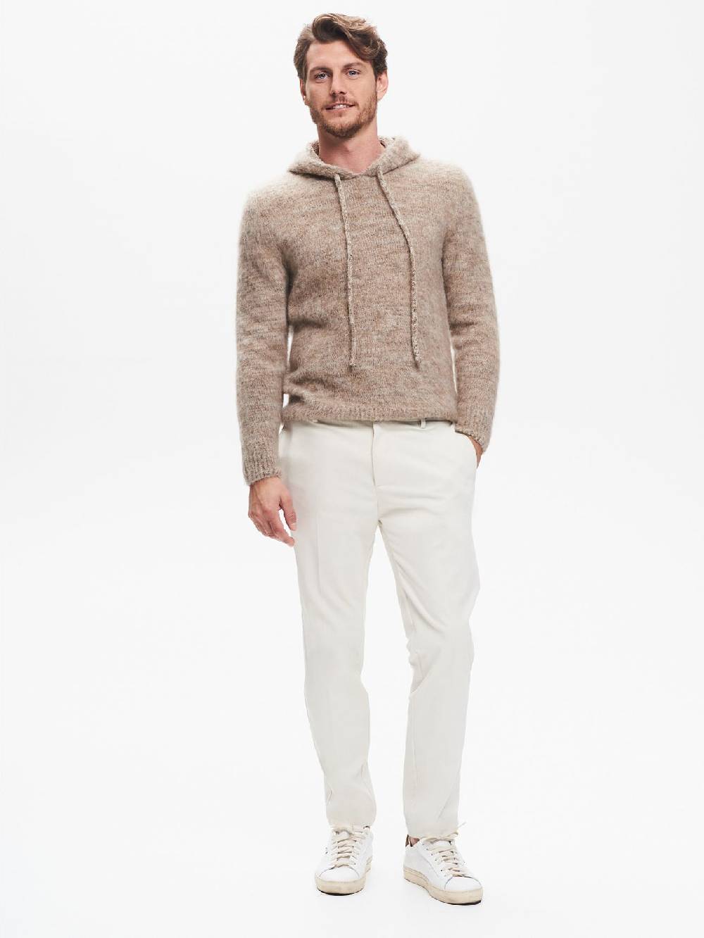 Rinascimento Pantaloni Regular-Fit Uomo Velluto Avorio QB24