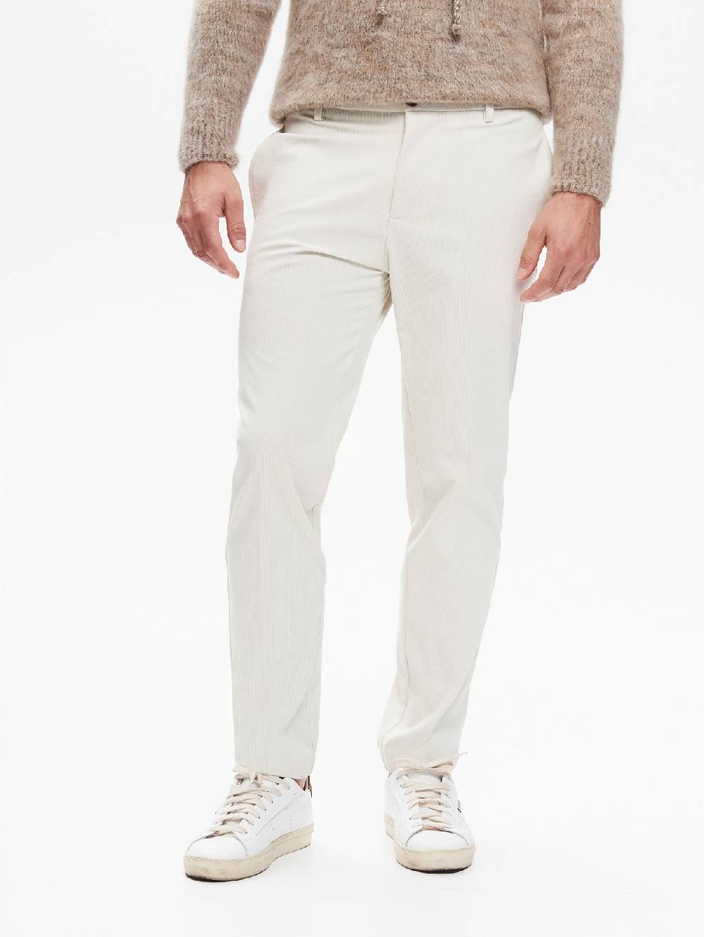Rinascimento Pantaloni Regular-Fit Uomo Velluto Avorio QB24