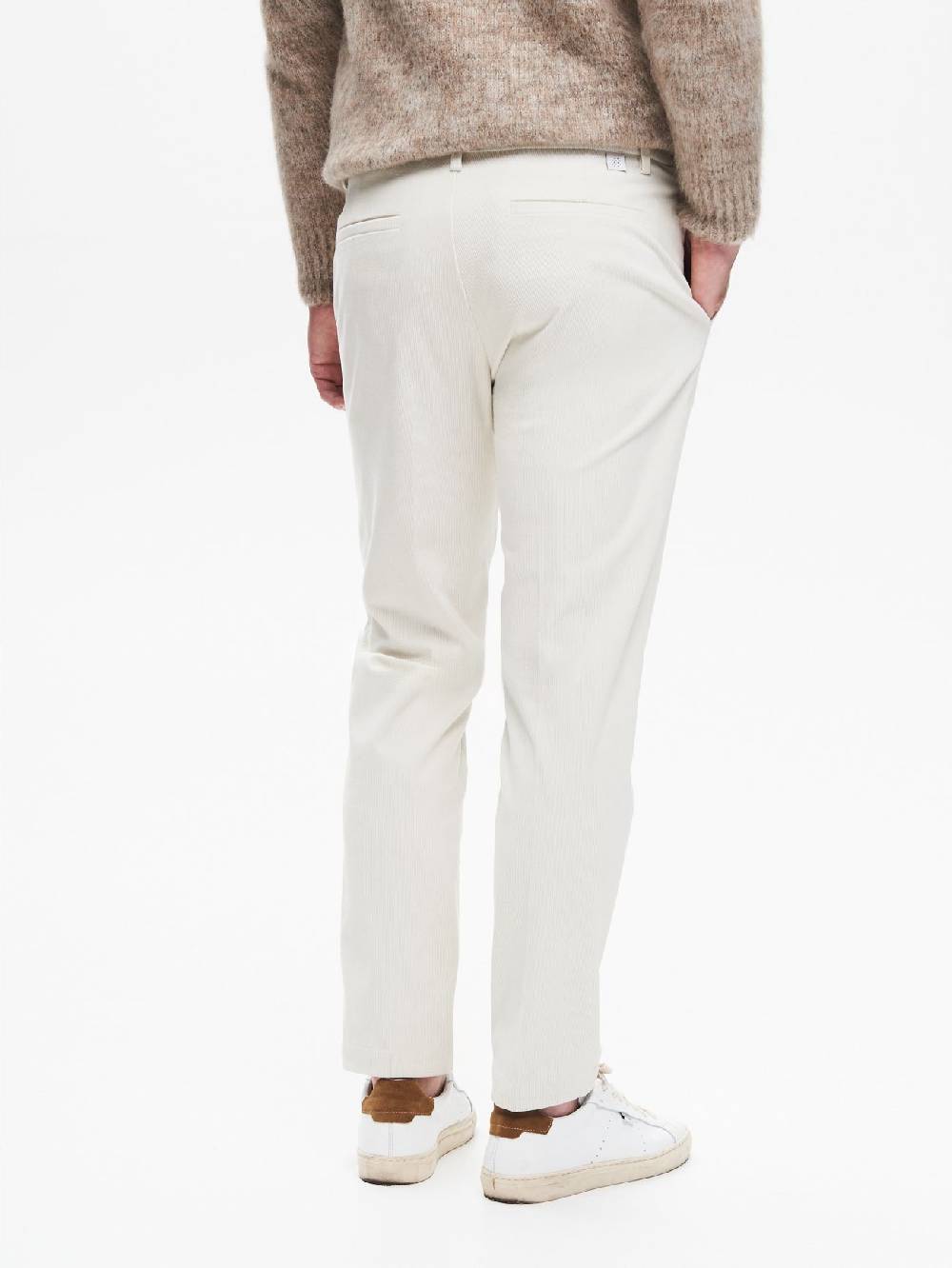 Rinascimento Pantaloni Regular-Fit Uomo Velluto Avorio QB24