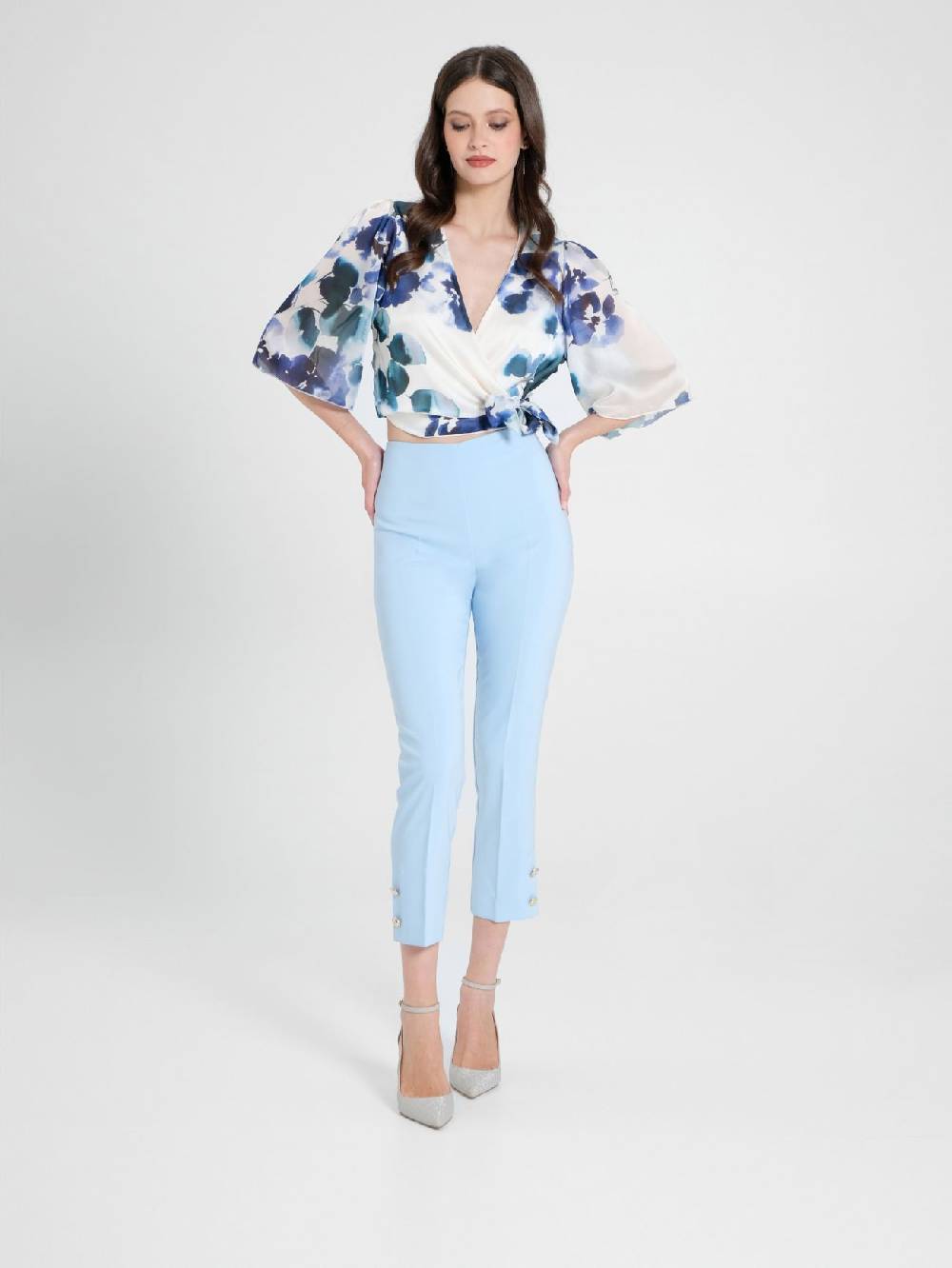 Rinascimento Pantaloni Slim in Tessuto Tecnico Azzurri