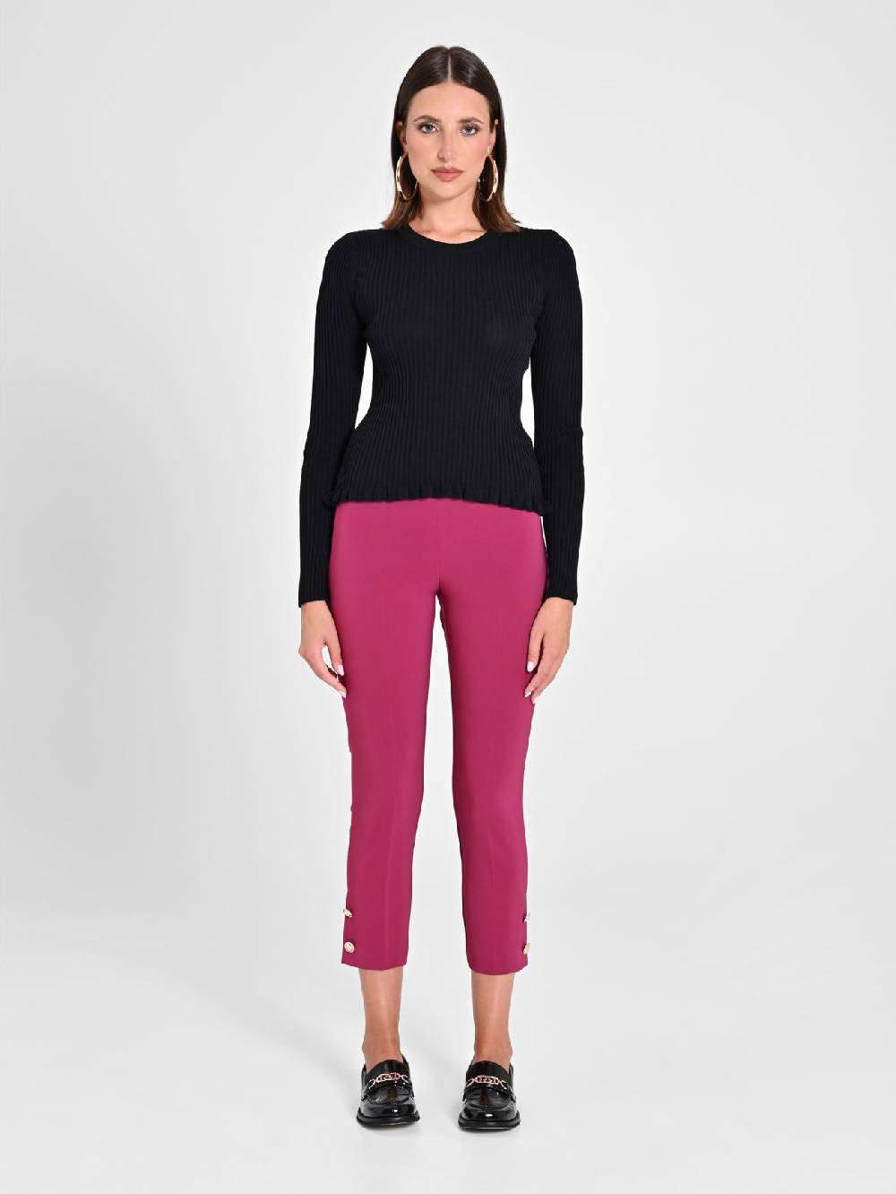 Rinascimento Pantaloni Slim In Tessuto Tecnico Bordeaux