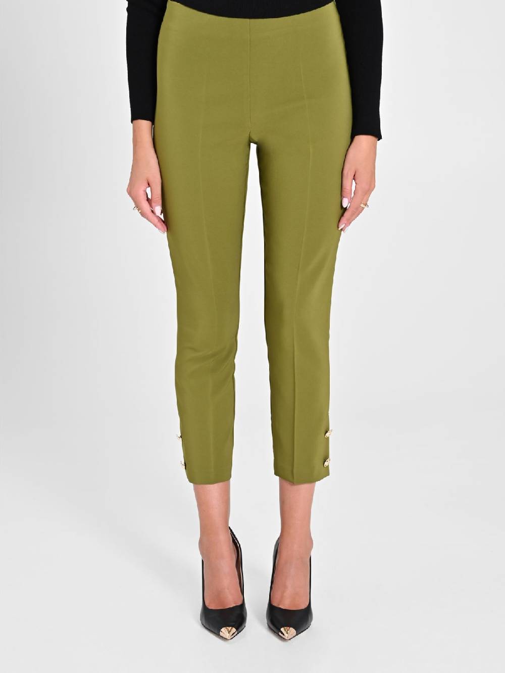 Rinascimento Pantaloni Slim In Tessuto Tecnico Verde Muschio