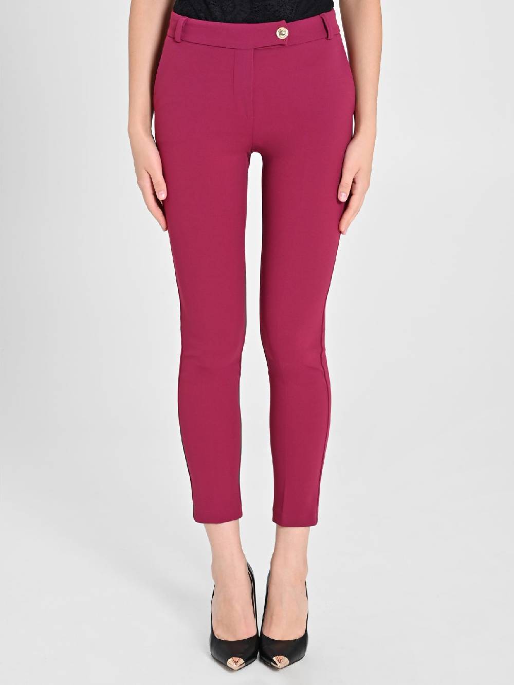 Rinascimento Pantaloni Straight In Scuba Mano Crepe Bordeaux